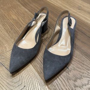 Gianvito Rossi Grey Suede Block Heel Slingback Pumps | 37